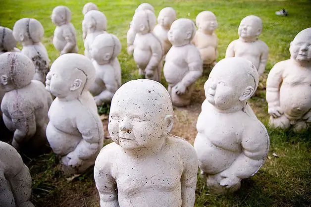 Creepy baby sculptures on Governors Island